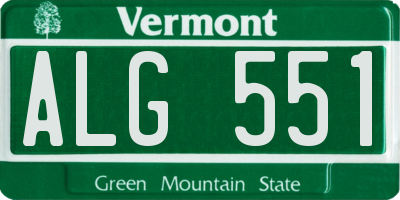 VT license plate ALG551