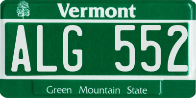 VT license plate ALG552