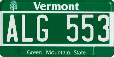VT license plate ALG553