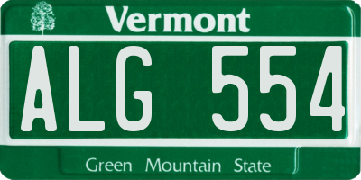 VT license plate ALG554