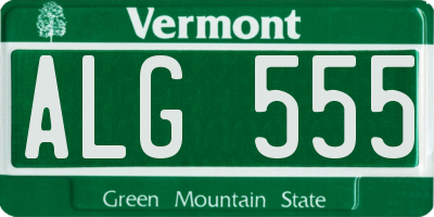VT license plate ALG555
