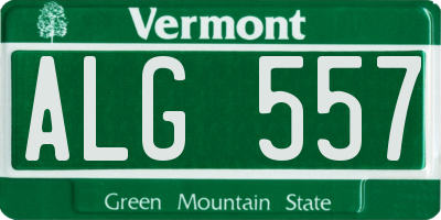 VT license plate ALG557