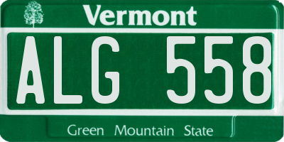 VT license plate ALG558