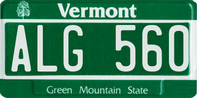 VT license plate ALG560