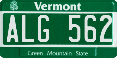 VT license plate ALG562