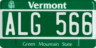 VT license plate ALG566