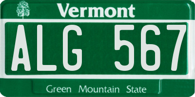 VT license plate ALG567