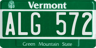VT license plate ALG572