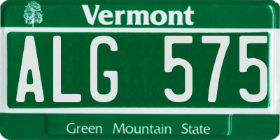 VT license plate ALG575