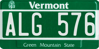 VT license plate ALG576