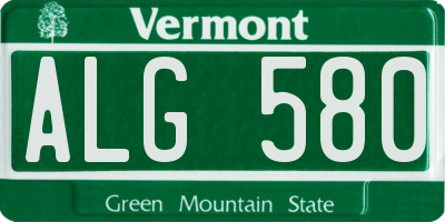 VT license plate ALG580