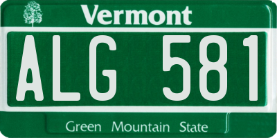 VT license plate ALG581
