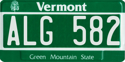 VT license plate ALG582