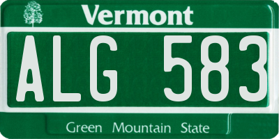 VT license plate ALG583