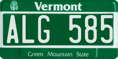 VT license plate ALG585