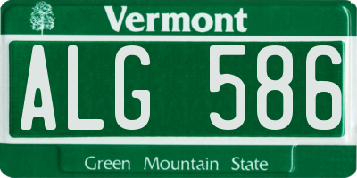 VT license plate ALG586