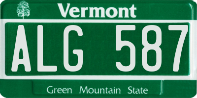 VT license plate ALG587