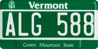 VT license plate ALG588