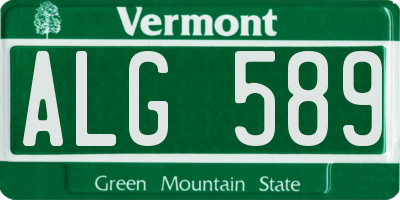 VT license plate ALG589