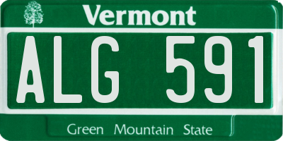 VT license plate ALG591