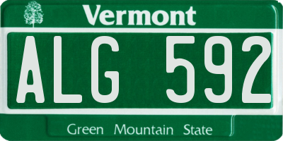 VT license plate ALG592
