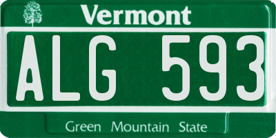 VT license plate ALG593