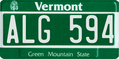 VT license plate ALG594