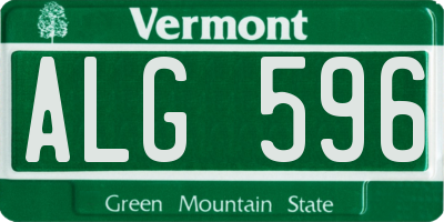 VT license plate ALG596