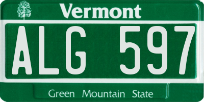 VT license plate ALG597