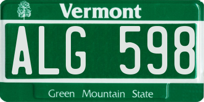 VT license plate ALG598