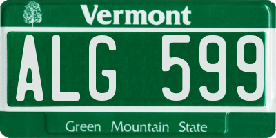 VT license plate ALG599
