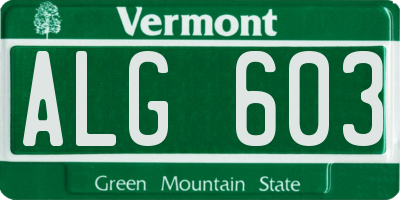 VT license plate ALG603