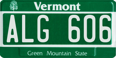 VT license plate ALG606