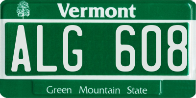 VT license plate ALG608