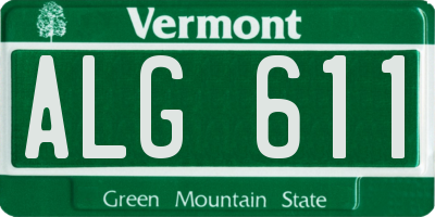 VT license plate ALG611