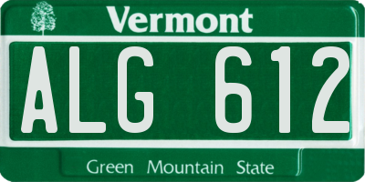 VT license plate ALG612