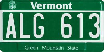 VT license plate ALG613
