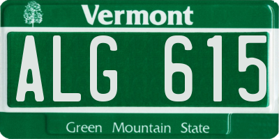 VT license plate ALG615