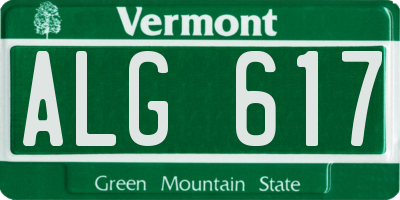 VT license plate ALG617