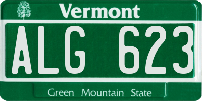 VT license plate ALG623