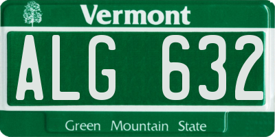 VT license plate ALG632
