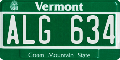 VT license plate ALG634