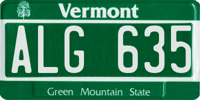 VT license plate ALG635