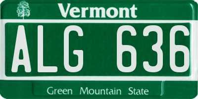 VT license plate ALG636
