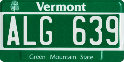 VT license plate ALG639