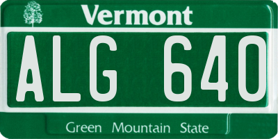 VT license plate ALG640
