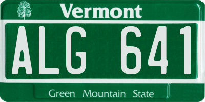 VT license plate ALG641