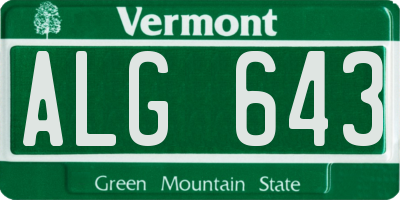 VT license plate ALG643