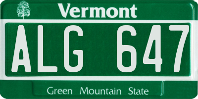 VT license plate ALG647
