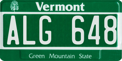 VT license plate ALG648